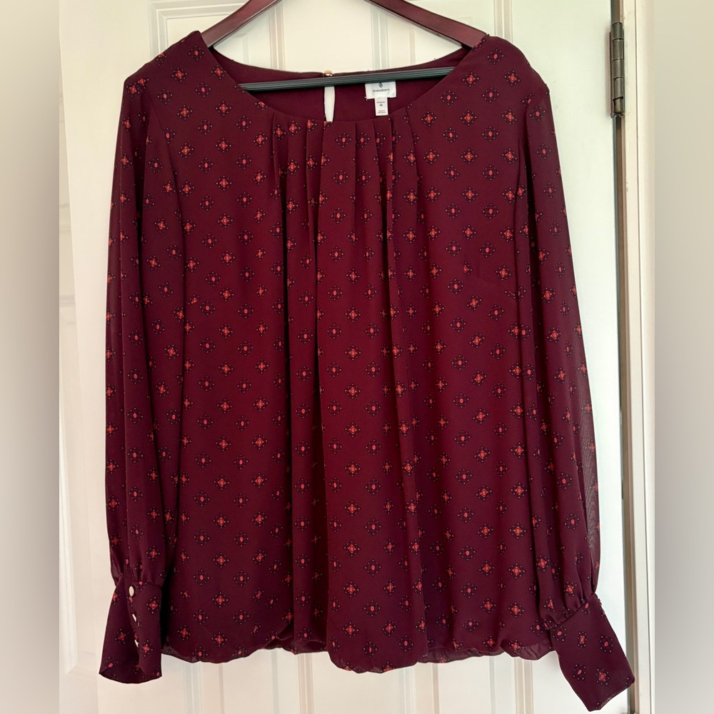Dressbarn Burgundy Bubble  Blouse, Paisley Design, Size 1X - LAST CALL!